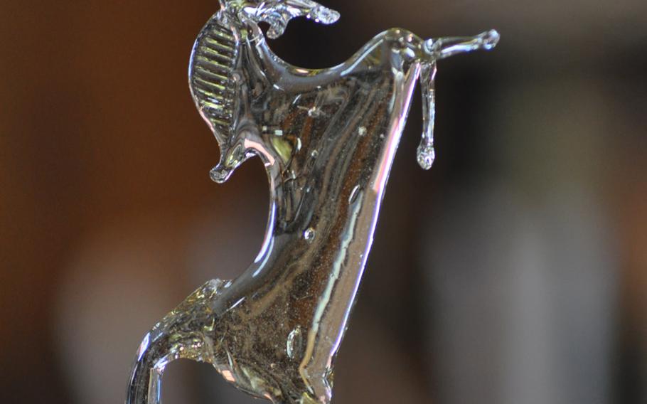 This glass horse, created in a few minutes at the Guarnieri glass factory on Murano in Venice, Italy, was created during a demonstration. If it was going to be sold, it would have to undergo further processes before appearing in a store.