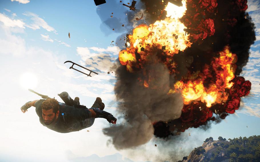 Explosions and unlikely stunts abound in "Just Cause 3." 