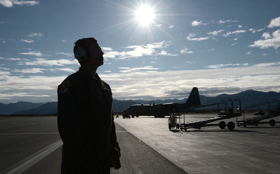 Senior Airman Jeremy Jutba-Hake conducts pre-flight checks during a Red Flag-Alaska exercise at Joint Base Elmendorf-Richardson, Alaska, Aug. 11, 2015. Jutba-Hake, 22, of Hawaii, died Sunday, Dec. 13, 2015, after collapsing following a training mission at Andersen Air Force Base, Guam, an Air Force statement said. The cause of death is under investigation.