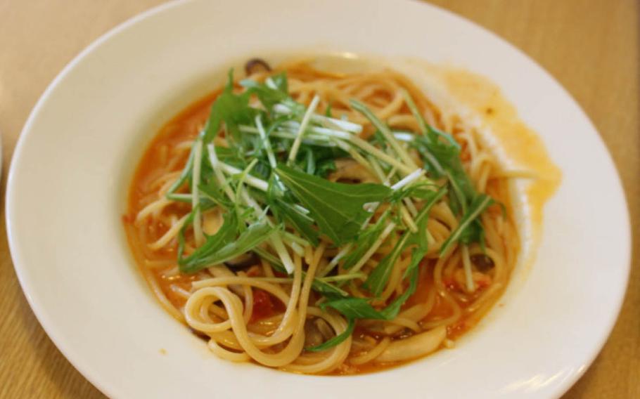 Modern Pasta, an Italian eatery not far from Yokota Air Base, Japan, offers many great pasta options for vegetarians, or anybody who wants to eat healthy.