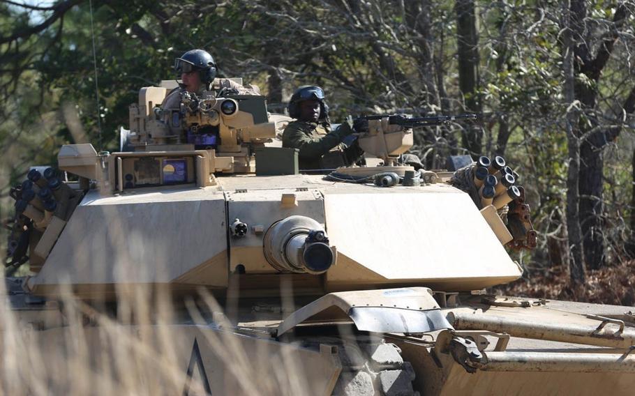 U.S. Marines with the 2nd Tank Battalion, along with the 3rd Battalion, 6th Marine Regiment,  conducted a raid on a combat town at Camp Lejeune, N.C., Feb. 21, 2016.