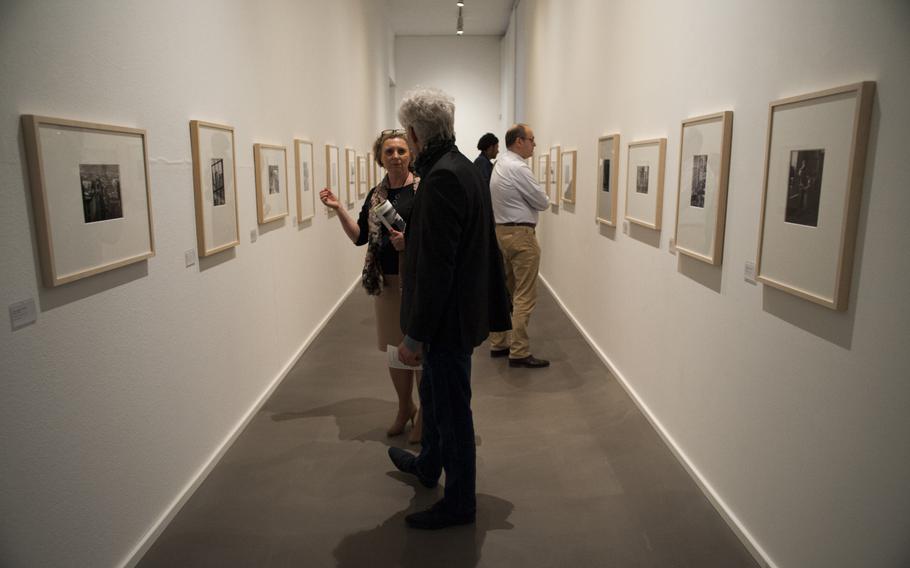The Pfalzgalerie in Kaiserslautern, Germany, drew scores of photography fans for the opening of an exhibit of works by Andre Kertesz, April 15, 2016. Organizers say that Kaiserslautern, with its big American community and close proximity to Paris, is a logical venue because the Hungarian-born photographer achieved fame in the French capital before moving to the United States.