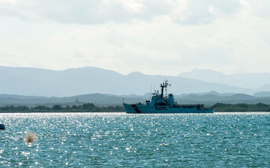 The U.S. Coast Guard Cutter Dependable navigates Guantanamo Bay, Cuba on April 19﻿.