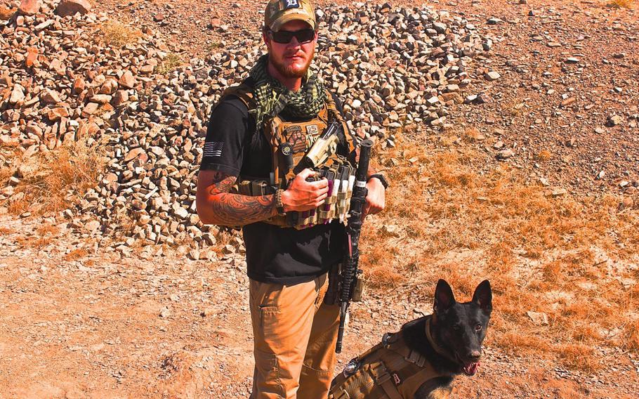 Army Sgt. Wess Brown is the only handler military working dog Isky has ever had. The two have been together since the German shepherd was 18 months old. The dog received a Medal of Courage last week for his service.