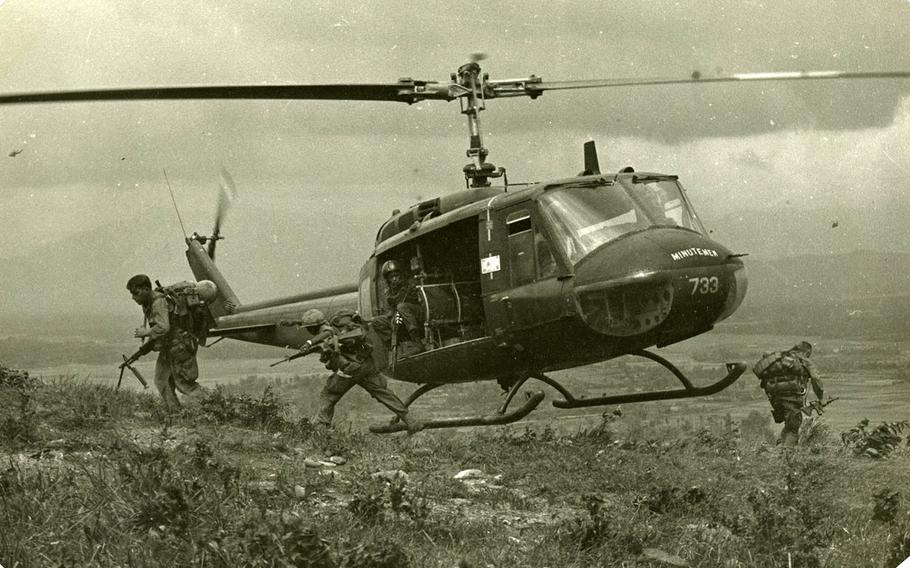 176th Aviation Company Huey helicopters drop off 101st Airborne Division soldiers during Operation Wheeler in 1967. Operation Wheeler took place shortly after Operation Malheur I, which then-Maj. Charles Kettles took part in.