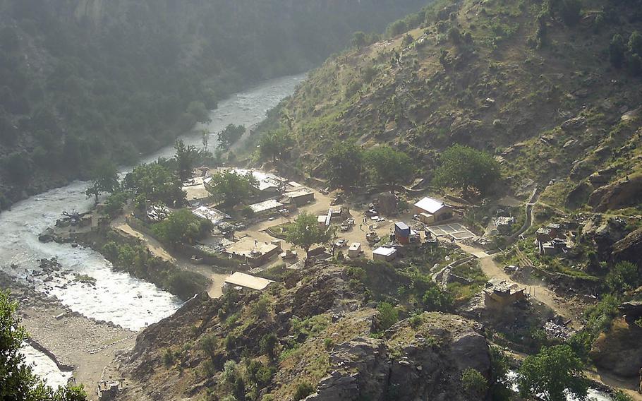 Pictured is a view of the former Combat Outpost Keating on the Pakistan-Afghanistan border in a remote pocket of Afghanistan known as Nuristan.