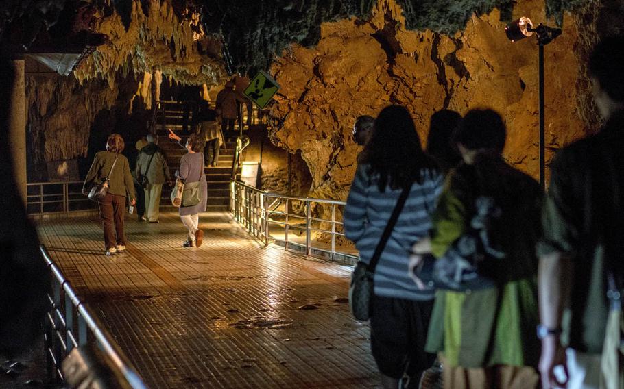 Gyokusendo Cave on Okinawa is 3 miles long, and it takes visitors about an hour to journey through the mile that is open to the public.