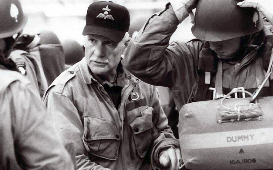Dale Dye on the set of the award-winning miniseries "Band of Brothers," which was executive produced by Steven Spielberg and Tom Hanks.