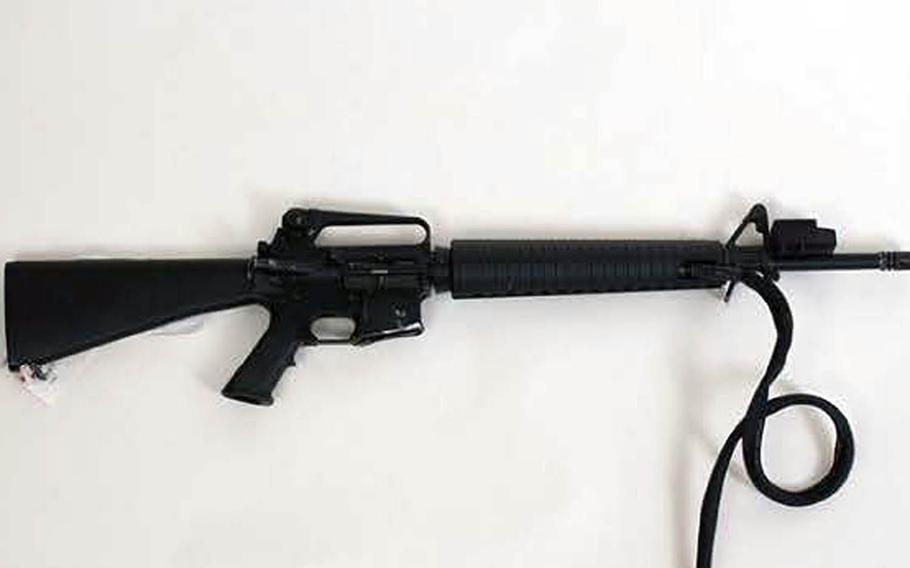 During a sting operation earlier this year, the Government Accountability Office was able to obtain restricted military items, such as this simulated M-16A2 rifle, from the Defense Department using using a fictitious federal agency. Such items can be modified to actually function.