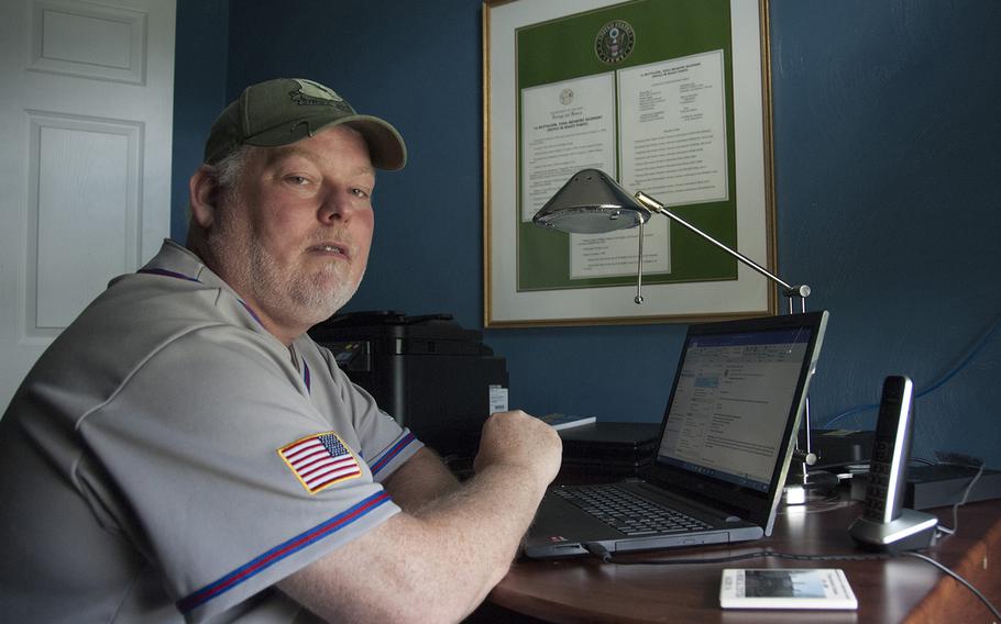 Ronald Brown, 49, in his home office in Roanoke, Va., on Aug. 16, 2017. Brown, a disabled veteran of Operation Desert Storm, spends most of his days helping other veterans get connected to VA benefits for illnesses caused by their service in the Gulf War.