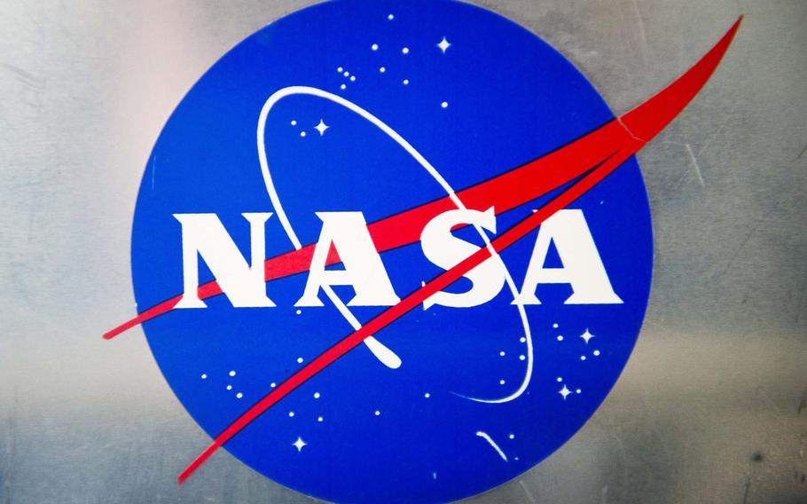 A NASA decal is displayed on an experiment module on the agency's DC-8 Airborne Science Laboratory during a flight over Germany on Wednesday, Jan. 31, 2018.