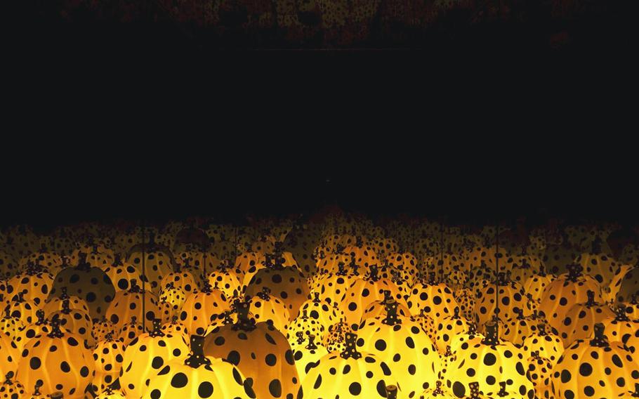 "Pumpkins Screaming About Love Beyond Infinity" at the Yayoi Kusama Museum in Tokyo.
