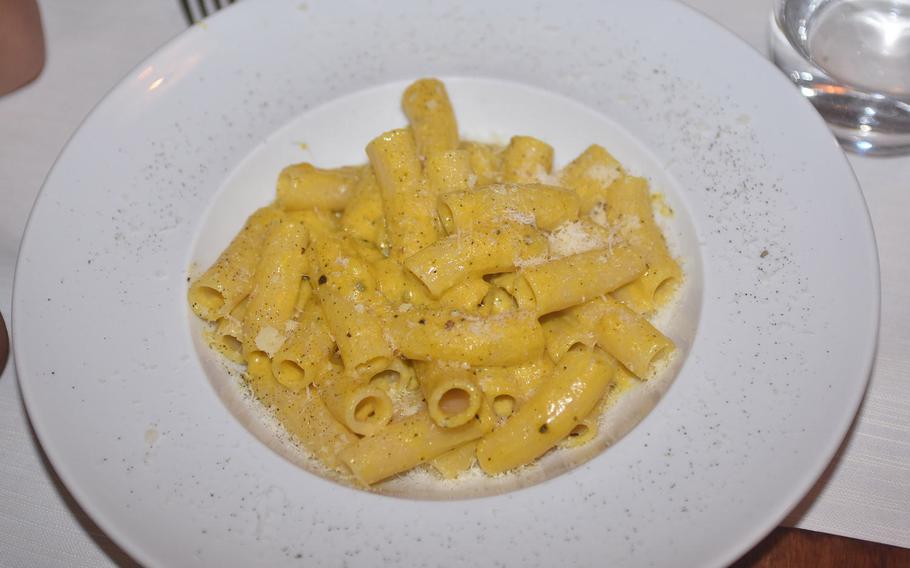 Cacio e pepe (cheese and pepper) is a signature dish in Rome. But it's also on the menu at La Torre, a restaurant/pizzeria on the southeastern outskirts of Pordenone, Italy.