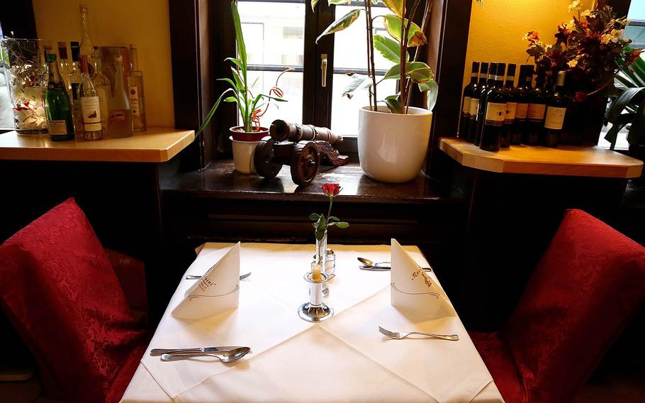 A table for two at Rossini restaurant in Kaiserslautern, Germany. Rossini is the perfect place to enjoy possibly the best Italian food in town. 