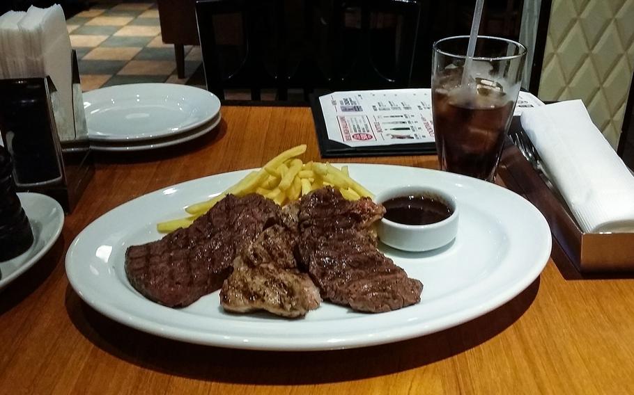 This combo from Chaco's Fussa Steakhouse features flavorful cuts of top round, ribeye roll and top sirloin steaks.