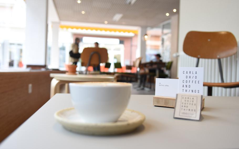 There's another place to enjoy a cappuccino or other coffee drinks in Kaiserslautern. The cafe Carla Ohio Coffee and Things opened earlier this year in the downtown pedestrian zone.