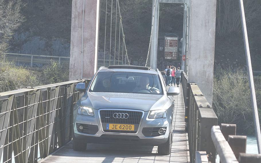 This European-built car didn't have a lot of trouble navigating one of the narrow bridges around Lake Barcis. But many wider American-made cars would.