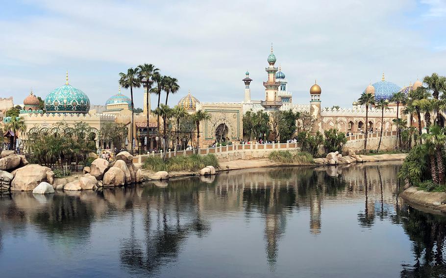Tokyo DisneySea's Arabian Coast features a rendition of the fictional city of Agrabah from the 1992 animated film “Aladdin.”