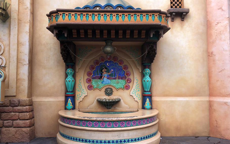 A fountain in Tokyo DisneySea’s Arabian Coast celebrates Princess Jasmine from “Aladdin.” Tokyo DisneySea is the only theme park in the world with an area dedicated to the fictional country of Agrabah from the 1992 animated feature film.