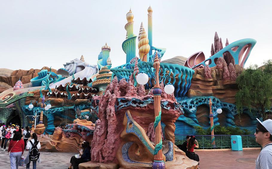 Mermaid Lagoon is built around a towering and colorful “undersea” castle inspired by the 1989’s “The Little Mermaid.”