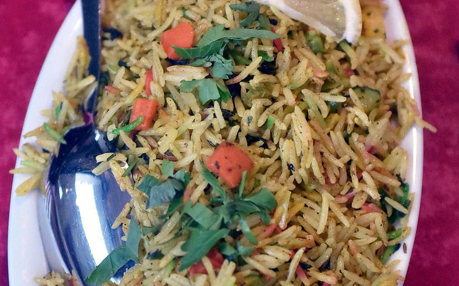 This dish of chicken biryani, featuring an array of ingredients, was a recent offering at Ristorante Shahi Qila in Sacile, Italy.