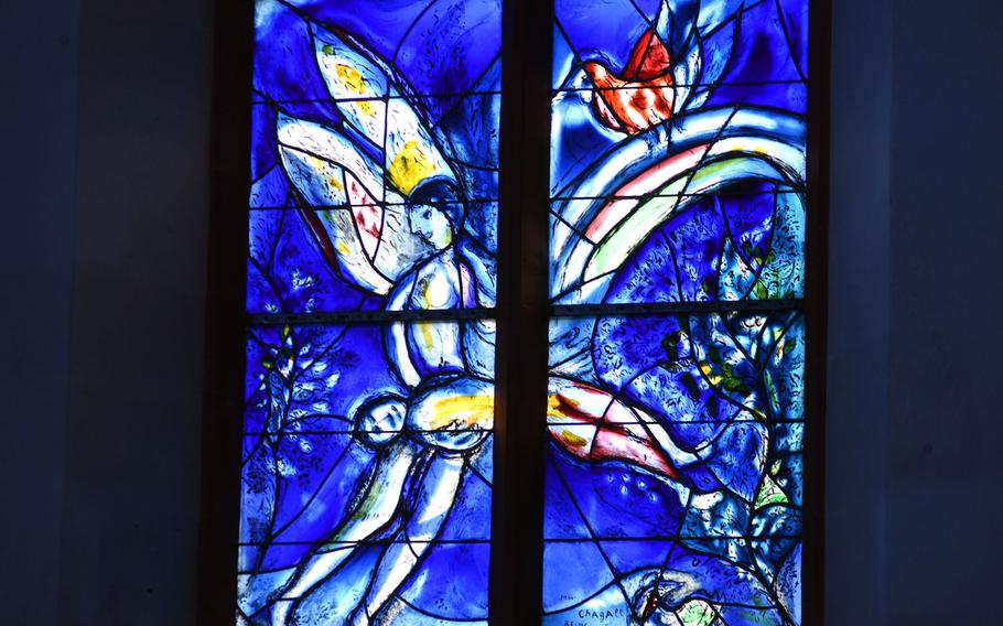 This scene in one of the Marc Chagall stained-glass windows at St. Stephan's church in Mainz, Germany, is part of the motif titled "Creation."