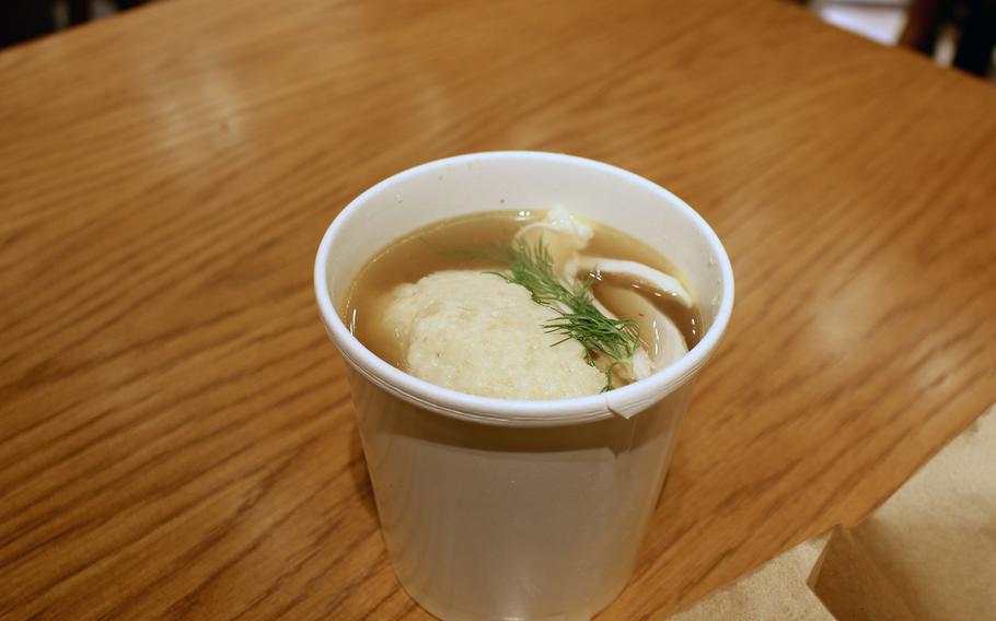 The matzoh ball soup is a decent serving served hot enough to warm even the chilliest diner but it definetely leave you wanting for more in the flavor department.