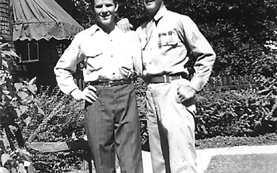 Bill York, 16, and Sgt. John R. York, 18 (in uniform).