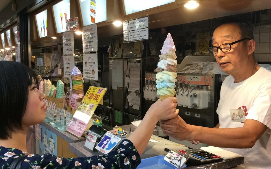 Daily Chico's "large" ice cream cone, which has long been popular on social media and television, comes with all eight flavors of ice cream sold at the shop.