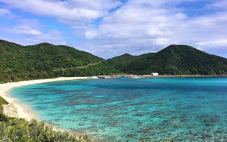 Aharen Beach, located about 10 minutes from Tokashiku Beach on the southwest side of the island, offers a bit more amenities for tourists.