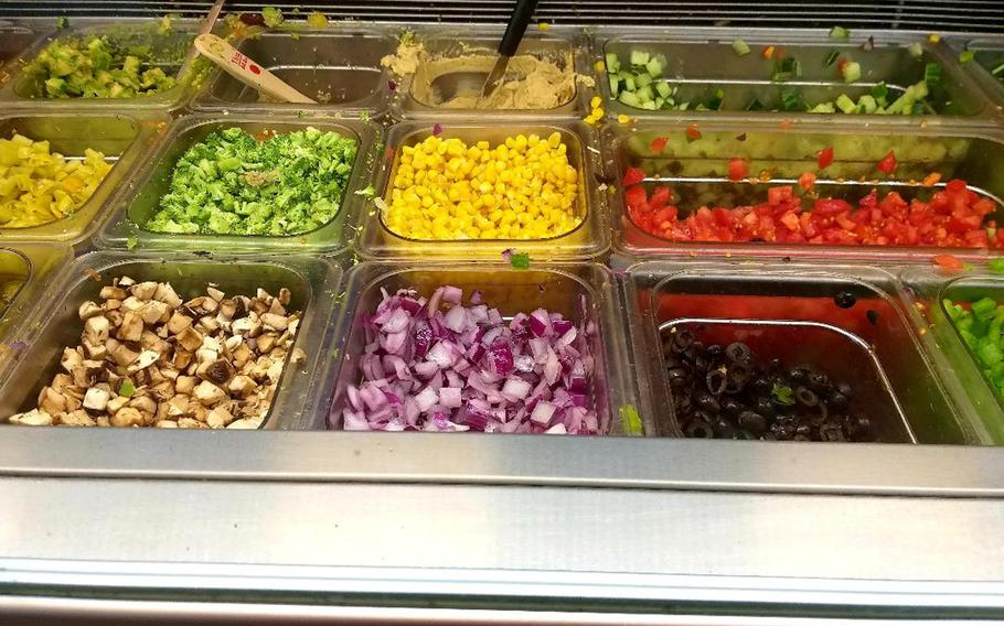 Bun-D, located in the Kaiserslautern Military Community Center on Ramstein Air Base, Germany, offers a diverse collection of health-conscious toppings for its rice bowls, pitas and other menu items.