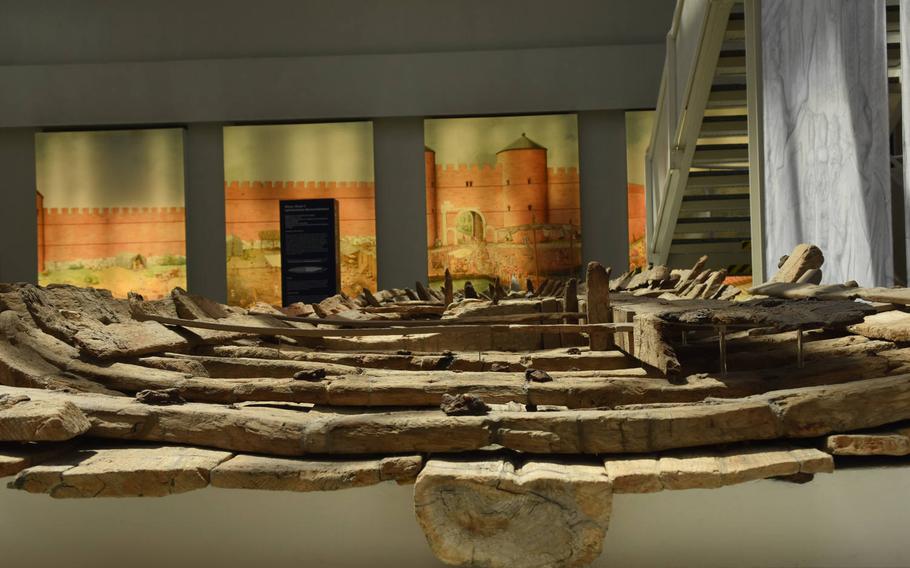 The hull of a late Roman patrol vessel was made from German oak. It and several others were dug up in the early 1980s in Mainz, Germany, preserved for more than 15 centuries under nearly 15 feet of clay. They are on display at the Museum of Ancient Seafaring in Mainz, Germany.