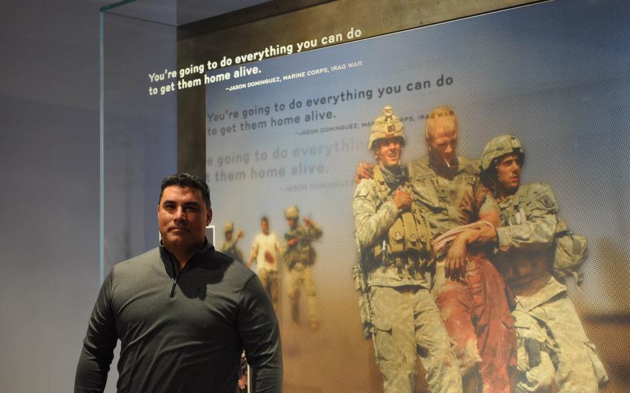 Jason Dominguez, a former Marine Corps sergeant, is featured in multiple exhibits at the National Veterans Memorial and Museum, which opened Oct. 27 in Columbus, Ohio. Dominguez served as an infantry squad leader in Iraq in 2005.