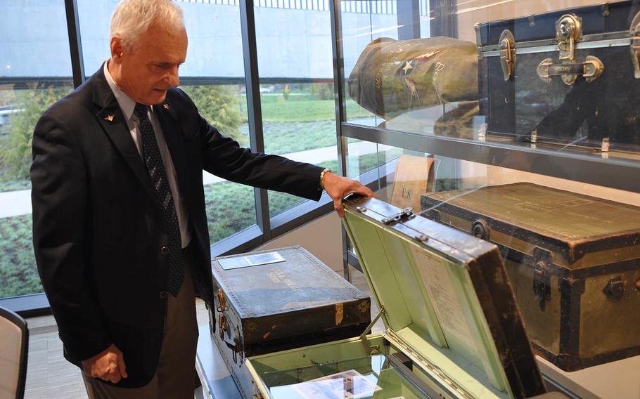 Retired Air Force Col. Thomas Moe, a fighter pilot in the Vietnam War, opens a trunk at the National Veterans Memorial and Museum containing photos of him and his wife, Christine. When opened, the exhibit plays recordings of the couple reflecting on the moment he left for Vietnam. Moe was captured and kept as a prisoner of war for five years.