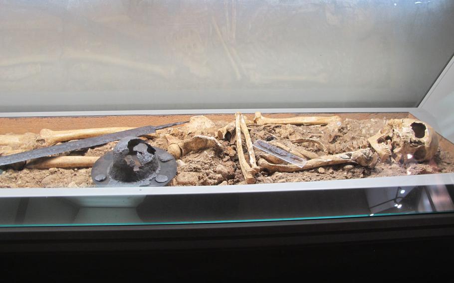Vicenza's Natural History and Archaeological Museum includes a human skeleton, complete with weapon, likely from the early Middle Ages when the Germanic Lombards invaded and ruled most of the Italian Peninsula.