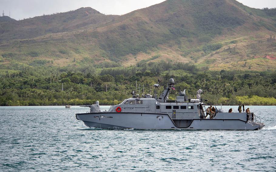 Sailors of Coastal Riverine Group 1, Detachment Guam, completed a 500-nautical-mile transit aboard two Mark VI patrol boats, including the one shown here, Dec. 28-29, 2018.