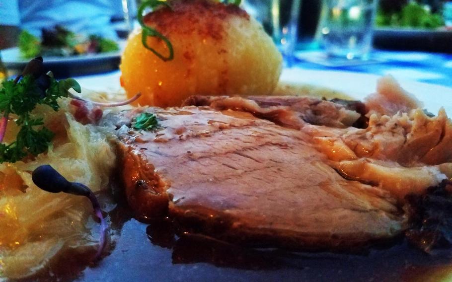The roasted pork at Oskar in Bayreuth, Germany, comes with sauerkraut that's just as delicious.