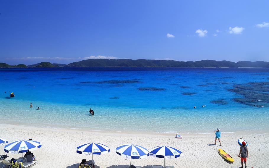 The waters of Furuzamami Beach are relatively warm in winter, reaching about 68 degrees Fahrenheit -- so it is nice enough to dip your feet in or snorkel, if you bring your own gear.