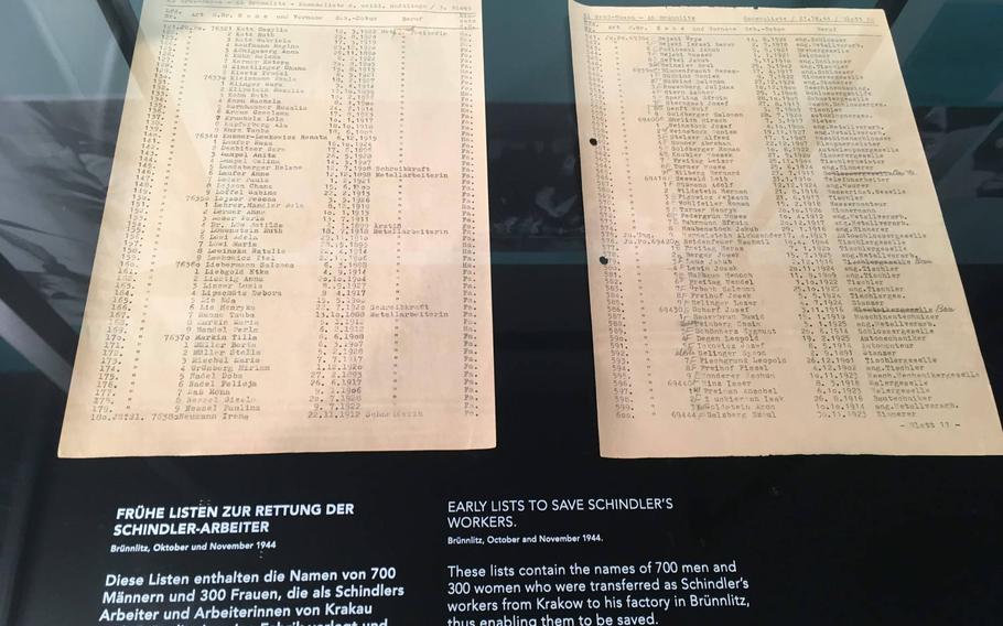 The German Resistance Memorial Center in Berlin features the lists of Oskar Schindler. Schindler, who devised ways to bring Jewish workers to his factories, thereby saving them from being sent to concentration camps.