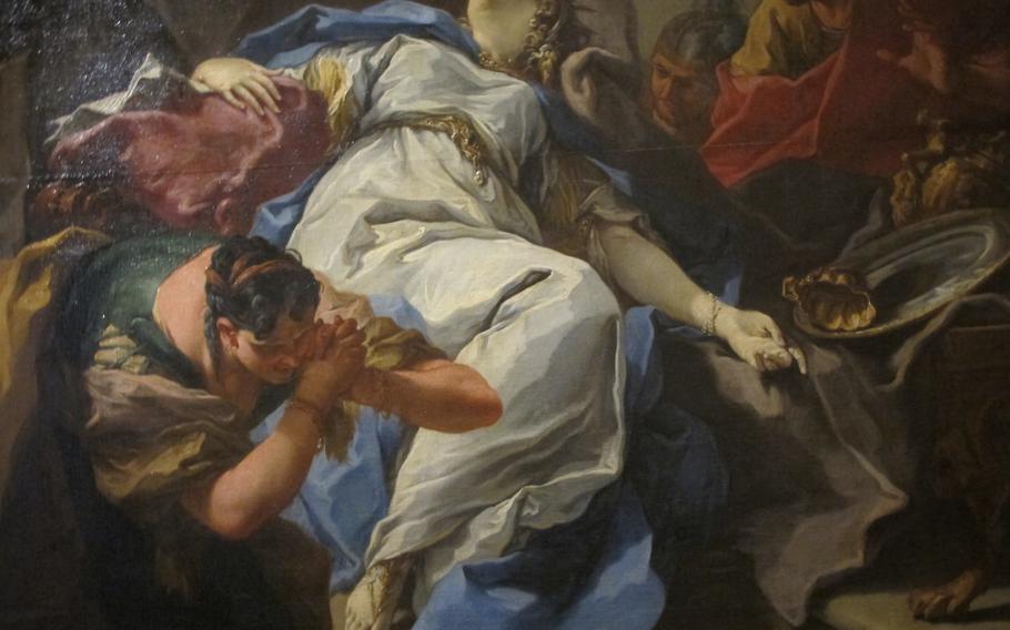 ''The Death of Sofonisba,'' by Giovanni Battista Pittoni explores the story of a young Carthaginian woman, the daughter of a general in the Punic Wars, whose new husband persuaded her to drink a cup of poison rather than be paraded as war booty by the victorious Romans. It is on display at the Palazzo Chiericati museum in Vicenza.