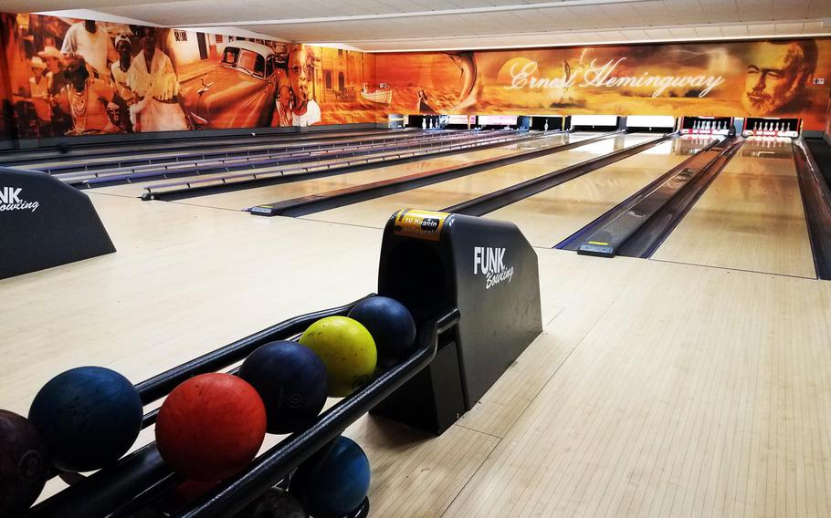 The bowling alley at the Hemingway Cafe in Weiden, Germany.