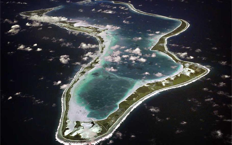 An aerial view of Diego Garcia. A recent ruling by a U.N. court has raised questions about the future of the U.S. base there.