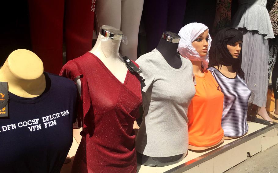 Mannequins display clothing items at a shop in Qudaibiya, Bahrain on March 29, 2019.
