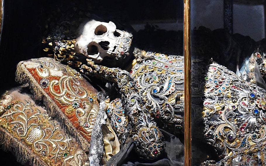 One of the skeletons in the Waldsassen Basilica, in Waldsassen, Germany.