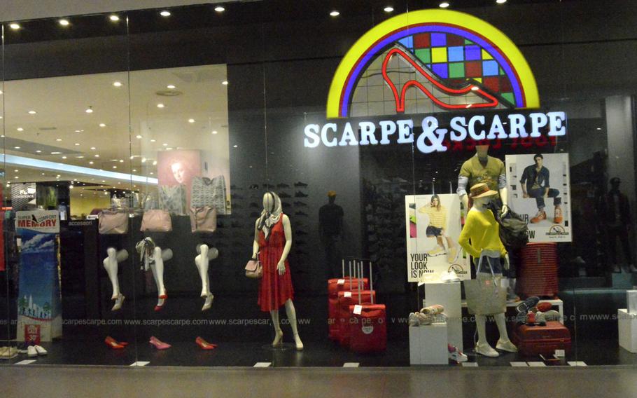 Scarpe & Scarpe, a well-known Italian shoe store located inside the Cone shopping center, right off route SS13 in Conegliano, Italy. The shopping center is a 30- to 45-minute drive away from Aviano Air base and a great shopping option.