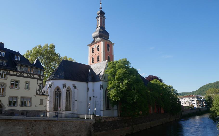 The Pauluskirche looks down on the Nahe River in Bad Kreuznach, Germany. First built in the 14th century, the church was destroyed by the French in 1689 and rebuilt 90 years later. Its baroque steeple is just over 200 feet tall.