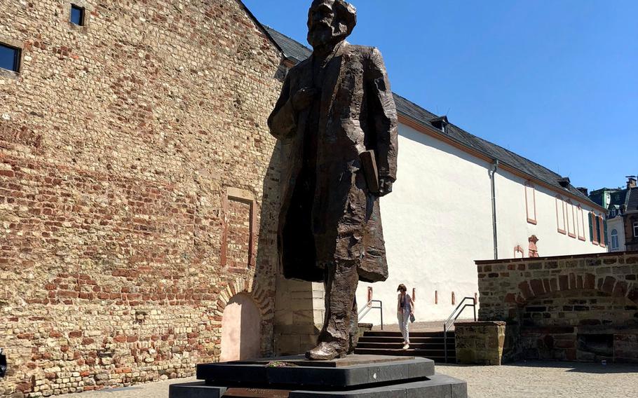 The statue of German philosopher and social revolutionary Karl Marx, who was born and spent his youth in Trier, is located just off Porta Nigra square. The statue was a gift from China and was erected last year to mark the 200th anniversary of his birth.