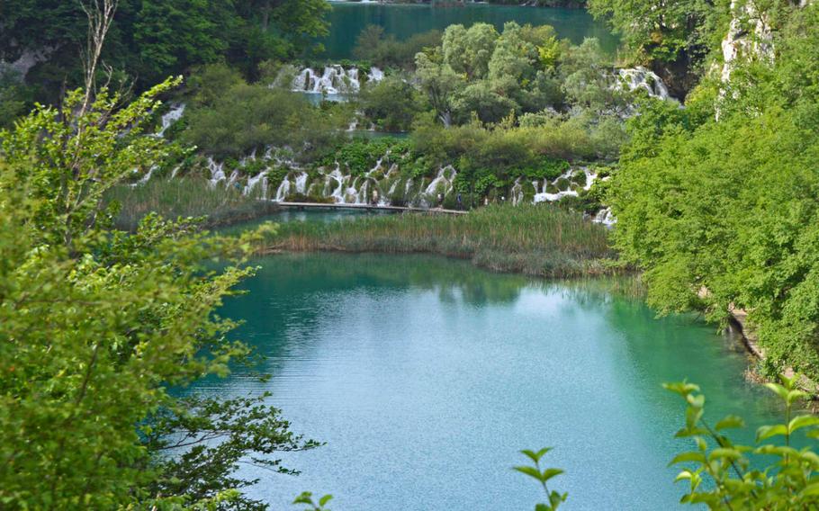 A view of a lower lake in Plitvice Lakes National Park, Croatia, the oldest and largest national park in the country and a UNESCO World Heritage site since 1979. 