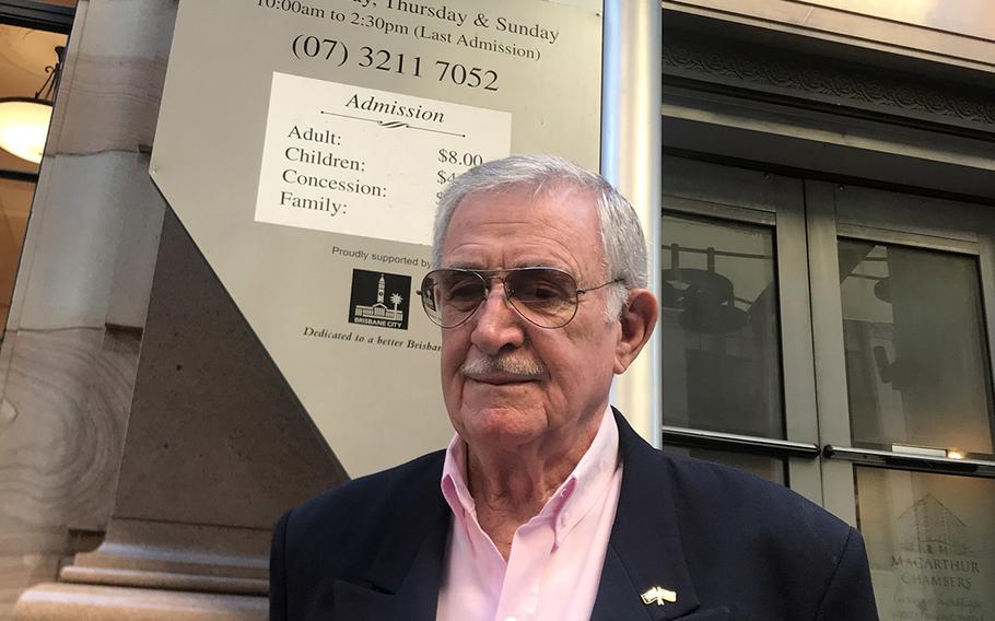 Ron Rees, who met Gen. Douglas MacArthur in the street during World War II, is a volunteer guide at the MacArthur Museum Brisbane.