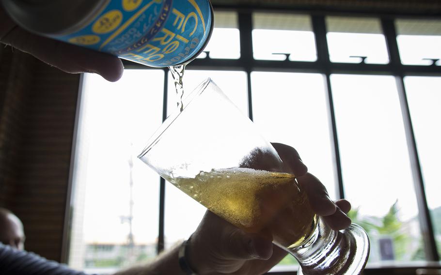 Non-alcoholic Orion Clear Free beer was among the beverages offered during a tasting at Orion Happy Park in Nago, Okinawa, Aug. 14, 2019.